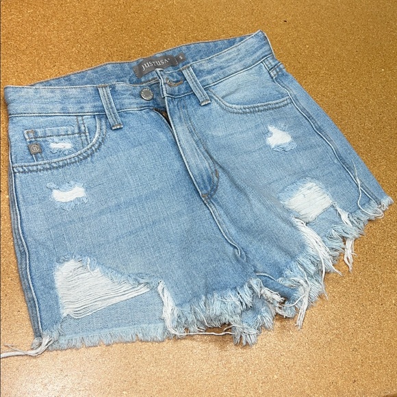 Just USA Pants - Just USA Frayed Light Blue Jean Shorts